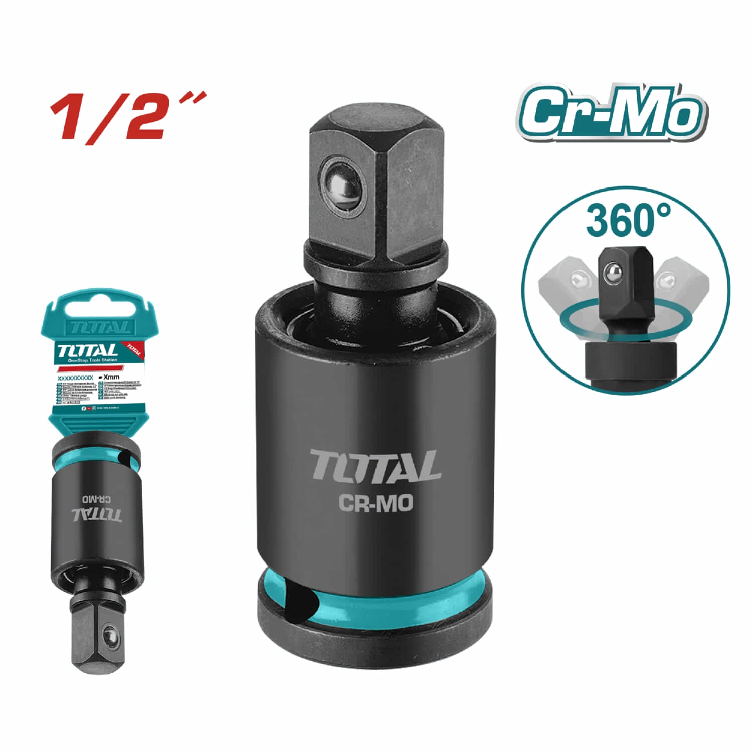 Junta Universal de 1/2" para Dado de Impacto. Acero Cr-Mo. Tratamiento térmico. Junta giratoria.