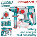Taladro Rotomartillo inalámbrico 20v.  Motor sin escobillas. Perforación en concreto:22mm. Sin batería ni cargador.