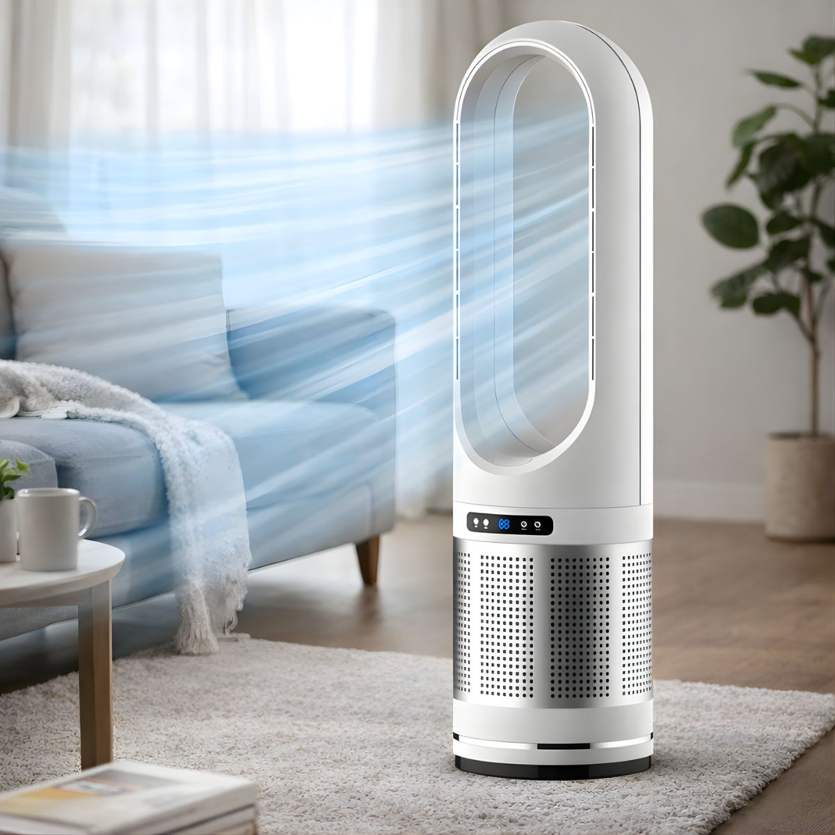 Abanico Sin Aspas Y Purificador De Aire De 32” (80x22cm) 110V. Ventilador De 40W Y 50Hz elimina el 99.95 % de partículas PM 2.5