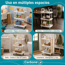 Carrito Organizador de 3 Niveles con Ruedas y Frenos. de Plástico y Madera para Hogar y Comercio. Color Blanco (53x33x73.5cm)