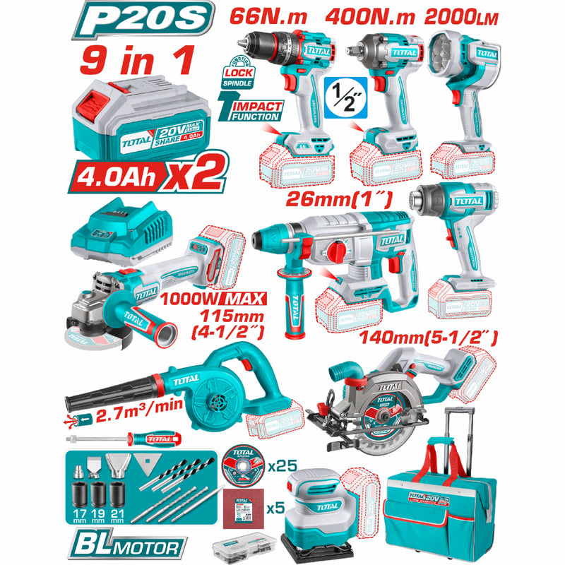 BiG Combo Total 9 herramientas 20V inalámbricas poderosas y potentes con Batería y Cargador. COMBOS POCAS UNIDADES