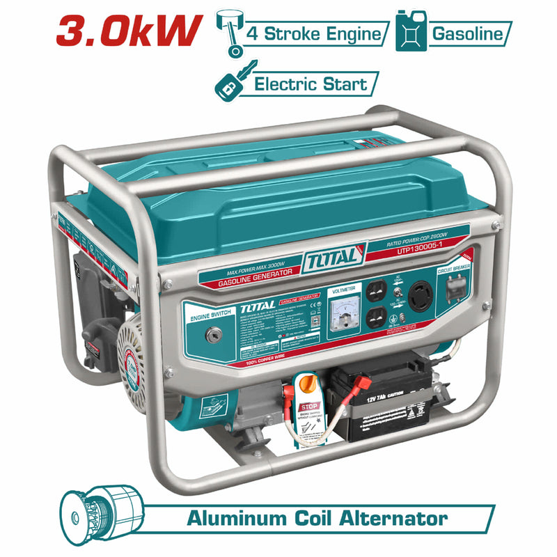 Generador A Gasolina 3000W Total 110V-220V 60Hz. Velocidad Nominal: 3600Rpm. Motor: 4 Tiempos OHV. Planta eléctrica.