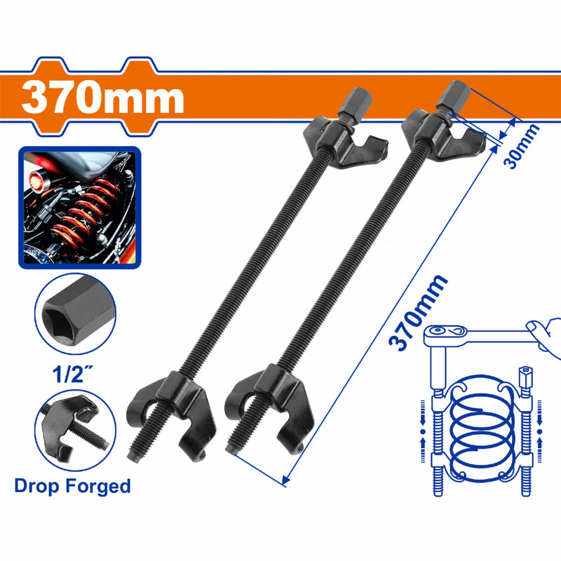 Compresor de Resortes de Suspensión 370mm Entrada 1/2" Acero Forjado. Tratamiento térmico. Set 2 pzas.