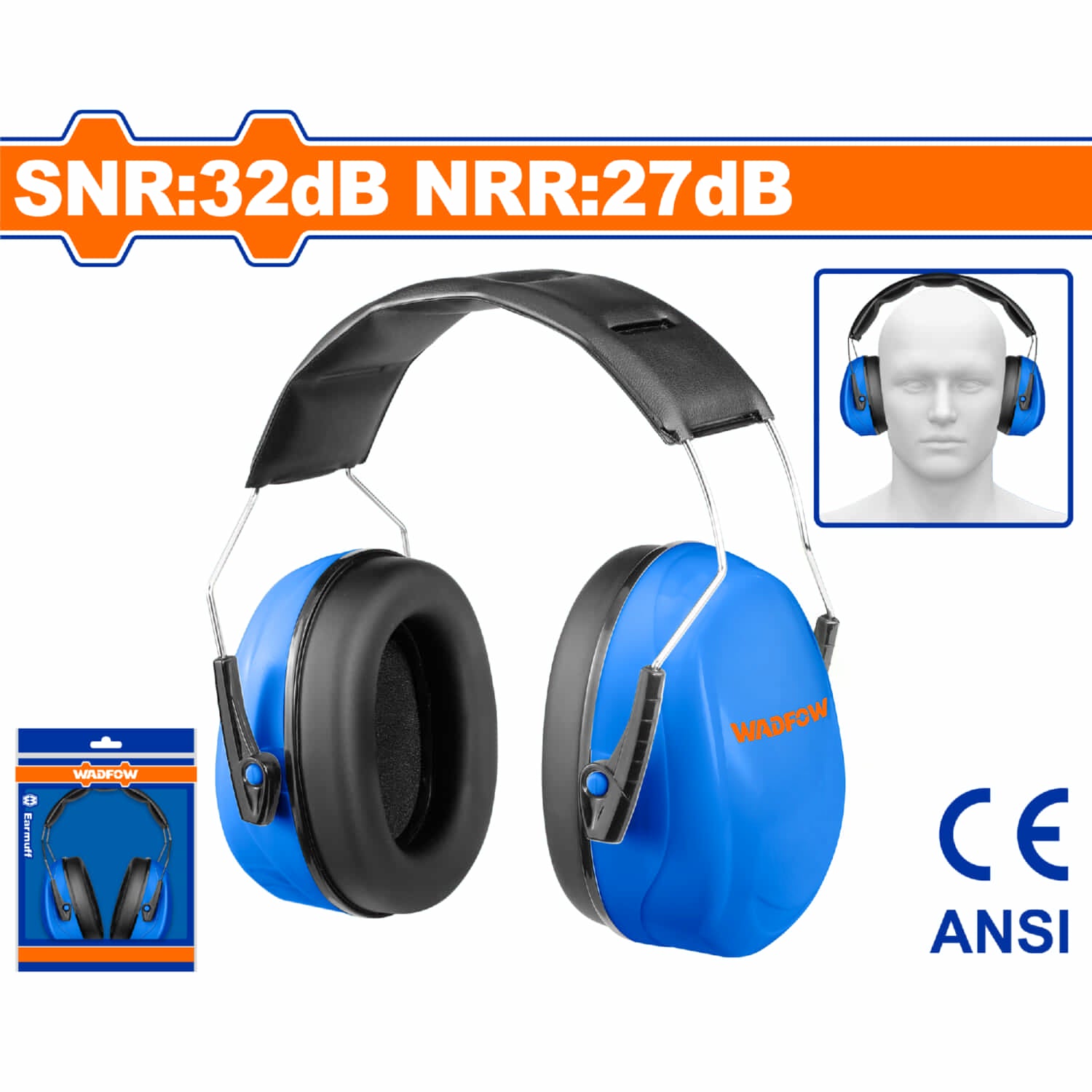 Protector de oídos SNR 32dB NRR 27dB. Almohadilla de espuma suave. Resistente a los impactos. Orejeras