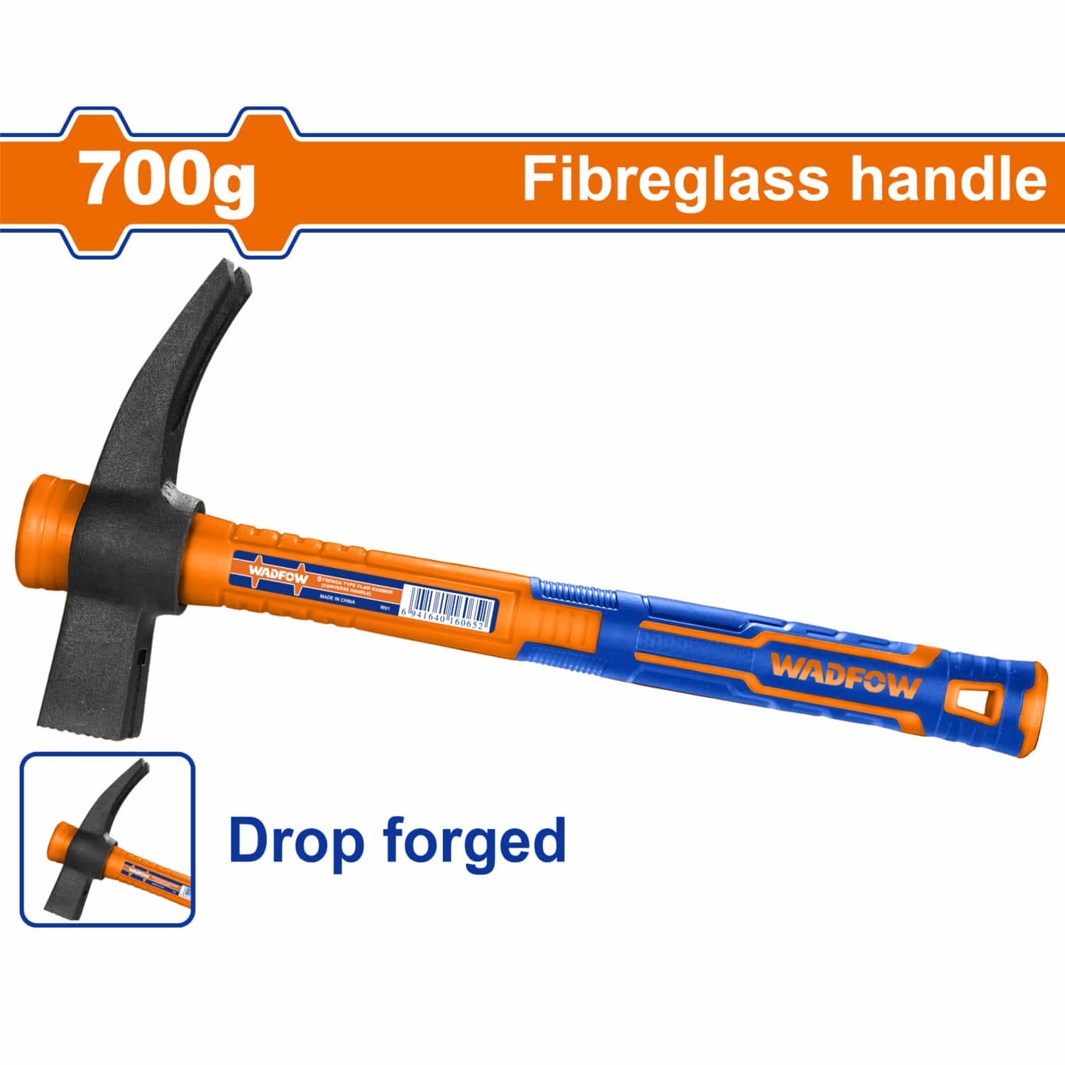 Martillo de Uña Tipo Frances 700g Magnético. Antideslizante. Tratamiento térmico. Acero al carbono.