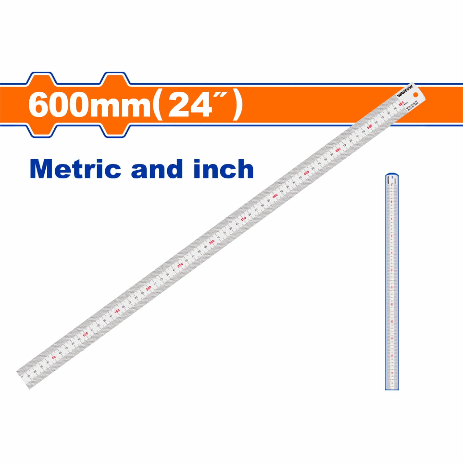 Regla de Acero de 24" Mide metros y pulgadas.