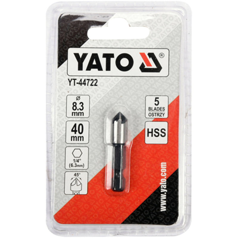 Brocas de avellanado, 1/4" (6.3mm), 5 Hojas, hecho de HSS.