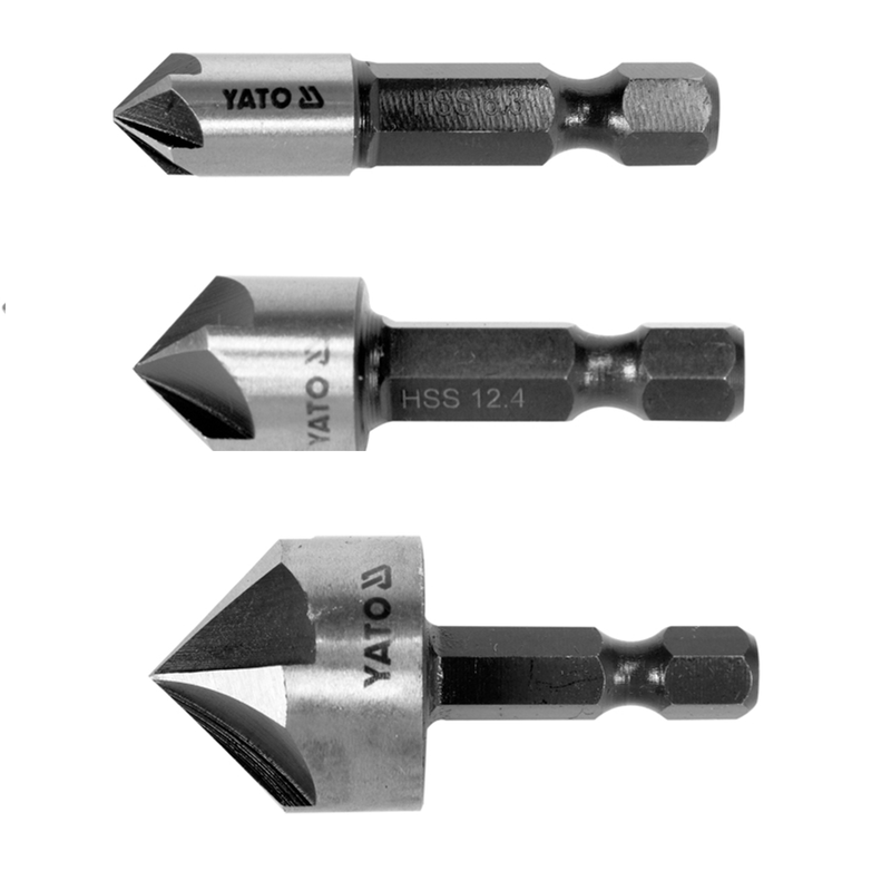 Brocas de avellanado, 1/4" (6.3mm), 5 Hojas, hecho de HSS.