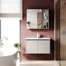 Combo Gabinete de Baño Moderno con Espejo y Lavamanos – Set Completo color Beige Crema
