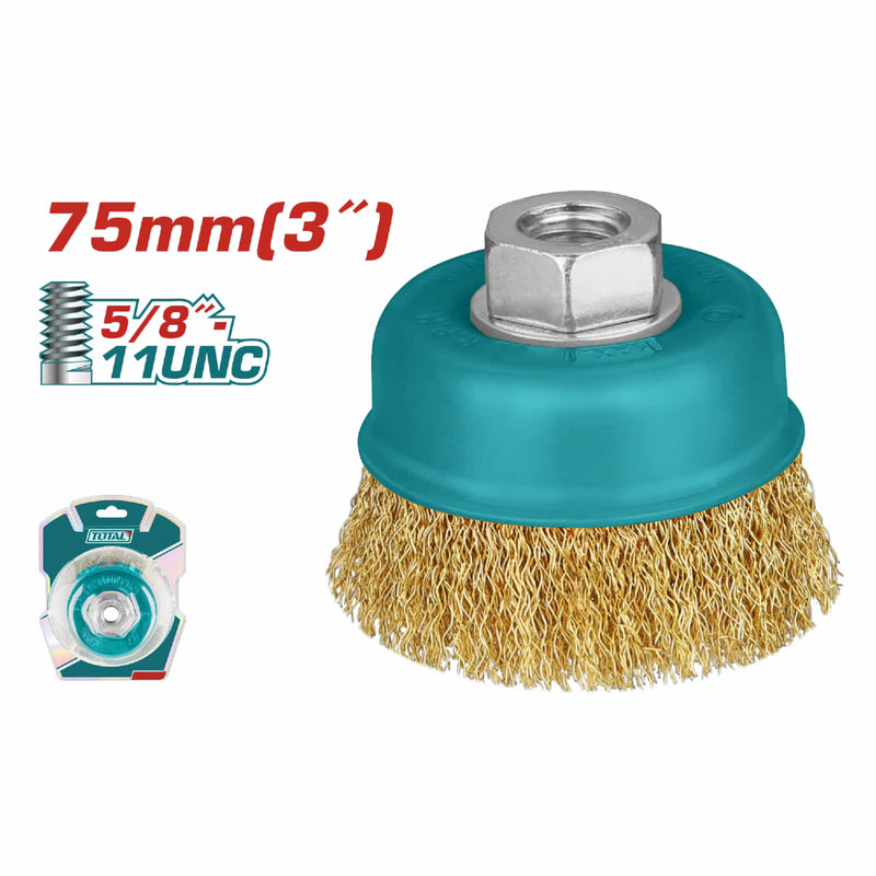 Disco de alambre 3" con rosca 5/8" 11 UNC. Diámetro alambre 0.3 mm