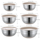 Tazones bowl De Acero Inoxidable Con Tapa. Multifuncionales  Color Crema. (Set de 6 piezas) Bowl de cocina. Base antideslizante