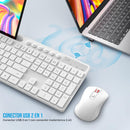 Teclado y mouse inalámbricos compatible con Windows, MacBook y Laptop color Blanco.