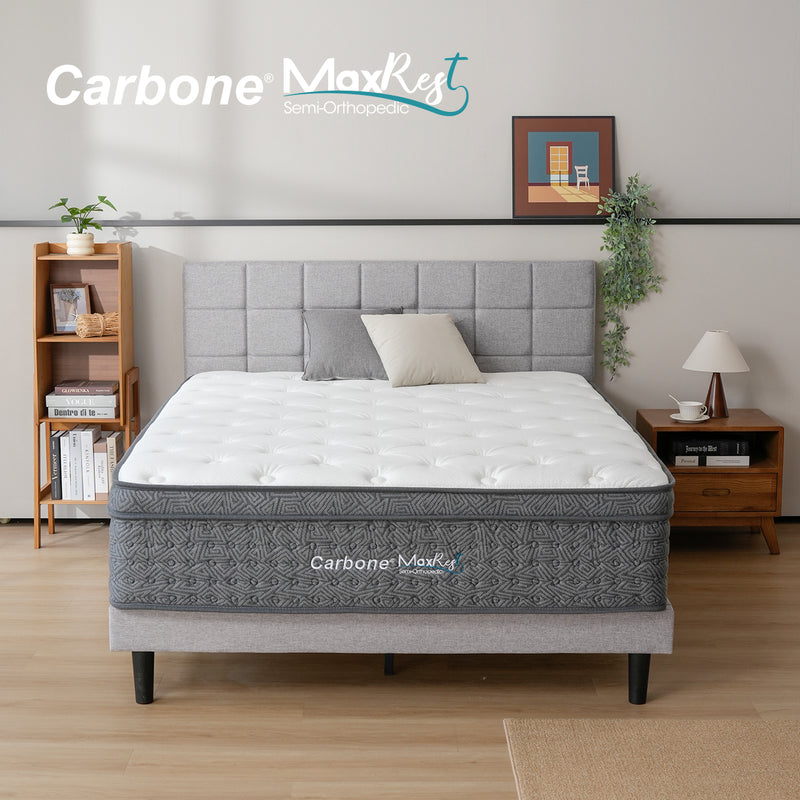 Colchones Semi Ortopédicos Empacados al Vacío Max Rest con Resortes, 35cm Espesor (14") Alta calidad Eco Comfort. Anti Acaros