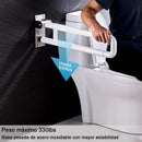 de Seguridad para discapacitados y adultos mayores  (70cm)  Apoyo Abatible para Baño con Luz Nocturna Fluorescente. Acero Inoxidable 304 para Inodoro. Color Blanco