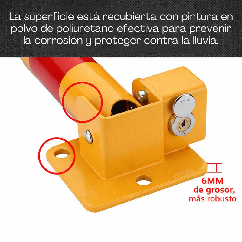 Tranca Bloqueador de Estacionamiento en T con Cerradura (3.9Kg). Barrera de Seguridad para Parking en Acero Reforzado con Recubrimiento Anticorrosivo. Bolardo Amarillo(55x40cm)