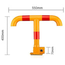 Tranca Bloqueador de Estacionamiento en T con Cerradura (3.9Kg). Barrera de Seguridad para Parking en Acero Reforzado con Recubrimiento Anticorrosivo. Bolardo Amarillo(55x40cm)