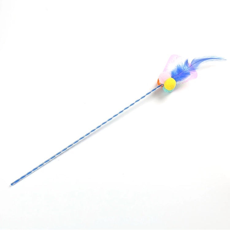 Juguete para Gato varita con plumas. Color Azul Tamaño 38cm.