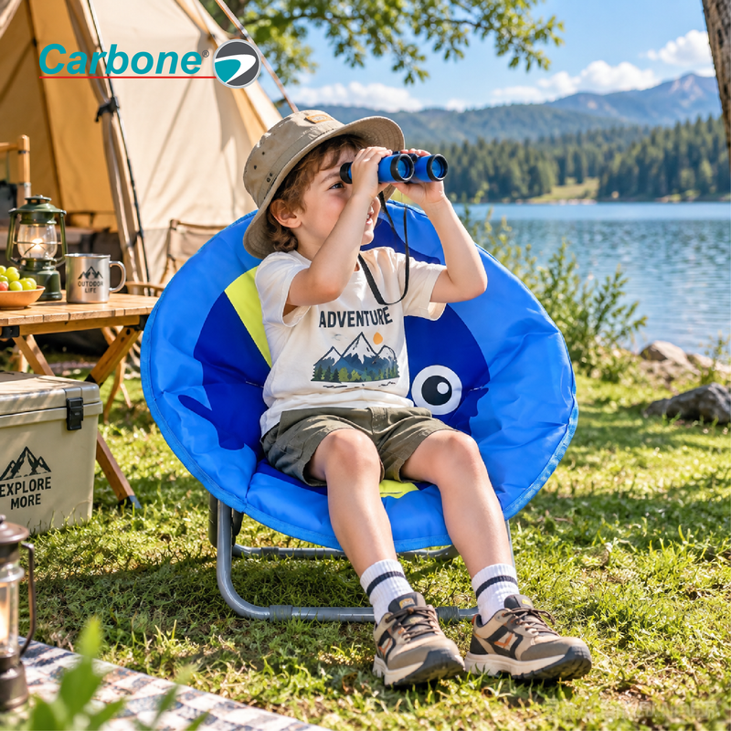 Silla Luna Infantil Plegable Diseño de Pecesito Para Playa Camping Picnic Y Exterior. Capacidad 115Kg. Color Azul (50x50x45cm)