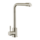 Grifo de fregador. Acabado Satinado Cepillado. Acero Inoxidable. Pluma Llave Mezcladora para Cocina. Cuello Recto en Forma de L.