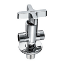 Llave de Ángulo de Dos Vías. Válvula de Agua Cromado Brillante. Cuerpo y Cartucho de Latón. Mango de Zinc.