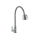 Llave de fregador Individual. Acabado satinado. Grifo para Cocina. Pluma de Acero Inoxidable con Cuello Flexible y Doble Función.