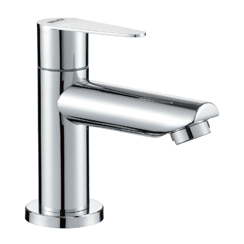 Llave de Lavamanos Individual. Color Cromado Brillante. Grifo para Lavabo. Pluma de acero inoxidable.