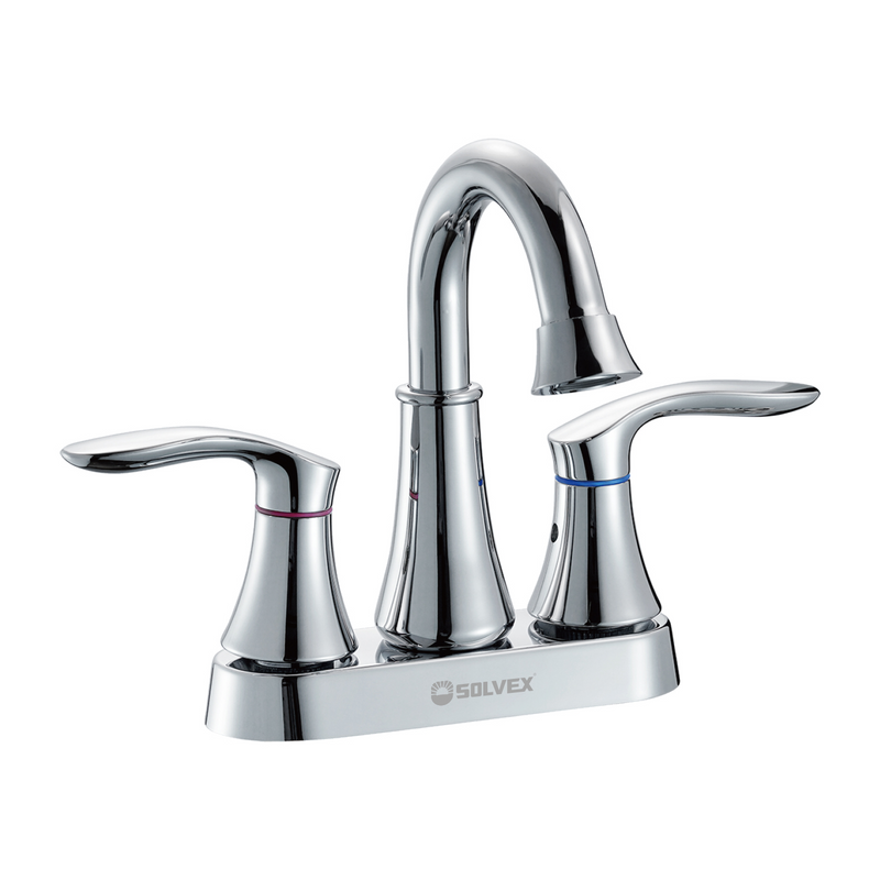 Llave Mezcladora 4" Para Lavamanos Con Cubierta y Manerales Estilo Palanca. Pluma Grifo con Modo Frío y Caliente.