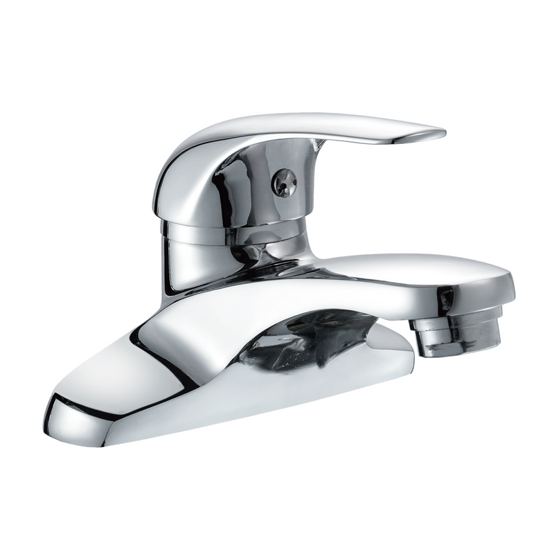 Llave Mezcladora 4" Para Lavamanos. Pluma Grifo Cromado Brillante Con Cartucho Cerámico. Agua Fría y Caliente.