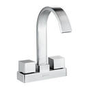 Llave Mezcladora 4" Para Lavamanos o fregador Tipo Bar. Grifo con Manerales Cuadrados y Pluma Alta Cromada. Acabado satinado.