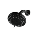Regadera para Ducha Redonda 4". Cabezal de Plástico ABS con 5 Funciones. Color negro.