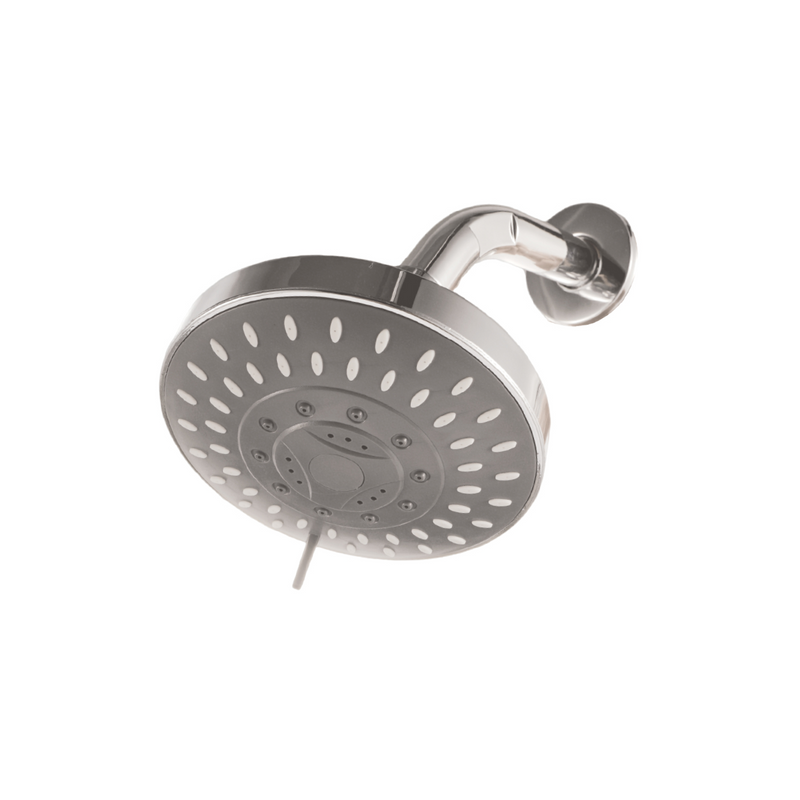 Regadera para Ducha Redonda 4" Cromada. Cabezal de Plástico ABS con 5 Funciones.