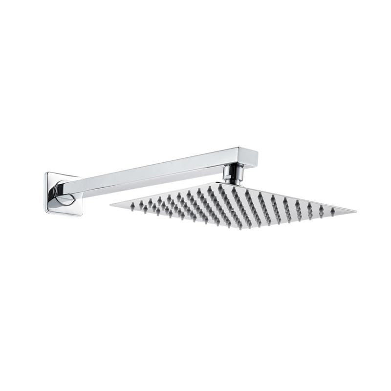 Regadera Cuadrada 8" con Brazo de 40 cm. Set de Ducha Acero Inoxidable Cromado.