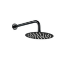 Regadera para Ducha Redonda 8". Acero Inoxidable con Brazo y Chapetón. Color negro.