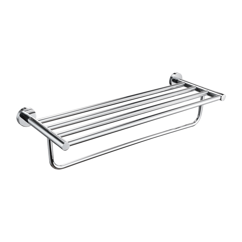 Toallero Repisa de Pared para Baño. Acero Inoxidable y Zinc con Acabado Cromado Brillante.