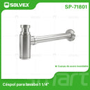 Trampa para Lavamanos 1 1/4". Desagüe en Acero Inoxidable con Acabado Satinado y Sifón Antiobstrucción.