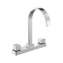 Grifo para fregador 8" con Pluma Alta Acabado Satinado de Latón y Acero Inoxidable.