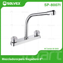 Llave para fregador de Cocina 8" Latón Cromado. Grifo de Giro Completo con Pluma Alta y Asas Acrílicas.