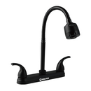 Llave para fregador de Cocina 8" Latón Negro. Grifo Flexible con Pluma de Acero Inoxidable y Doble Función.