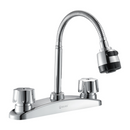 Llave para fregador de Cocina 8" Acero Inoxidable Cromado Flexible. Grifo con Pluma de Doble Función y Asas Plásticas.