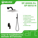 Ducha Empotrable con Mezcladora Monomando de 2 Funciones, Regadera de 6” y Ducha Teléfono. Diseño en color negro.