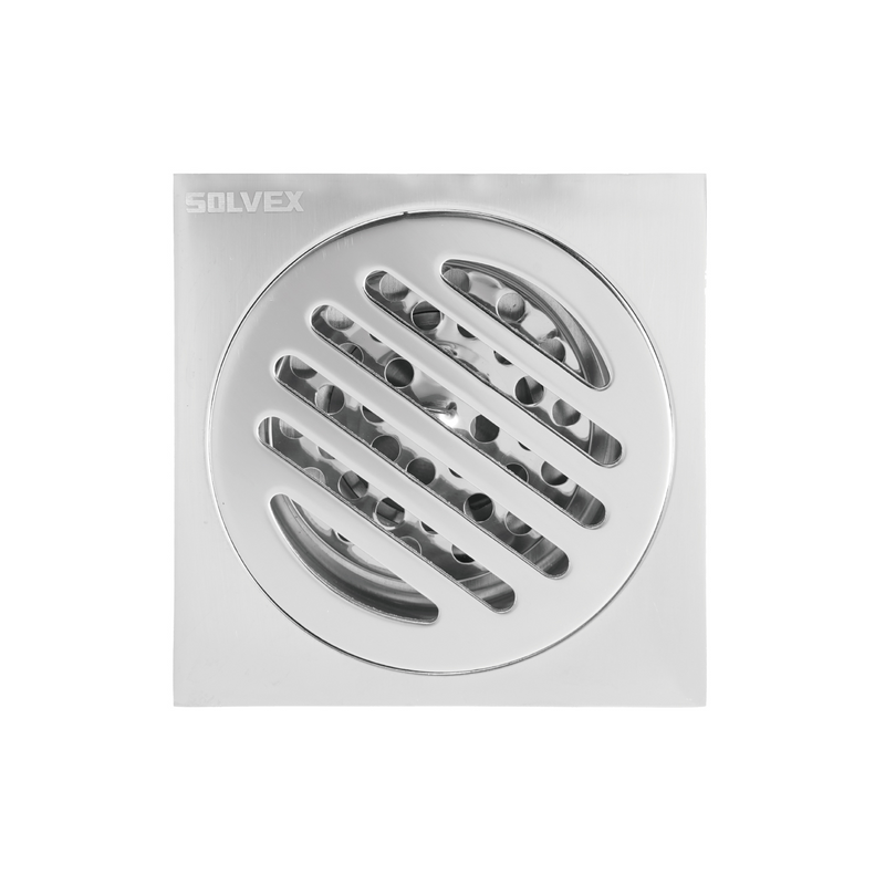 Drenaje Cuadrado 4" Para Ducha. Desagüe De Piso En Acero Inoxidable. Acabado Satinado 10x10 cm.