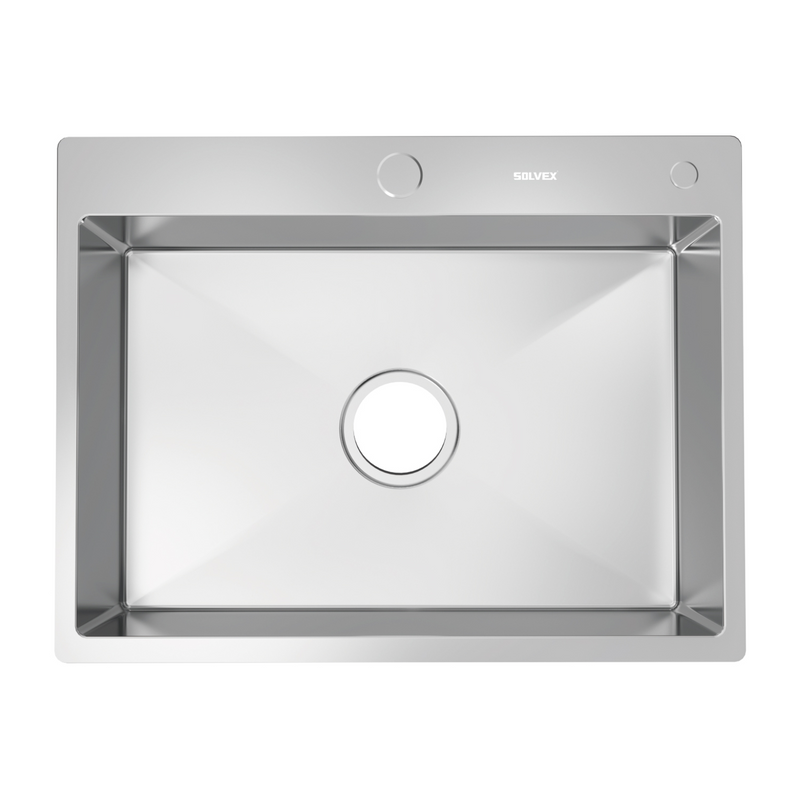 fregador de Cocina Empotrable 60x46x22cm. Acero Inoxidable con Superficie Cepillada.