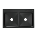 fregador de Cocina Empotrable con Doble Tina 75x46x22cm. Acero Inoxidable. Color negro.
