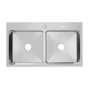 fregador de Cocina Empotrable con Doble Tina 75x46x22cm. Acero Inoxidable con superficie cepillada.