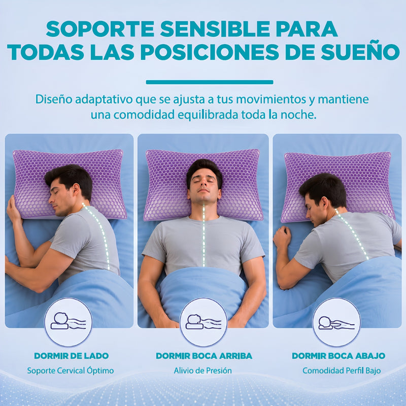 Cojín Almohada Cervical de Memory Foam Triturado con Gel TPE Fresco baja de 2 a 3 °C y Transpirable (37x 63cm).