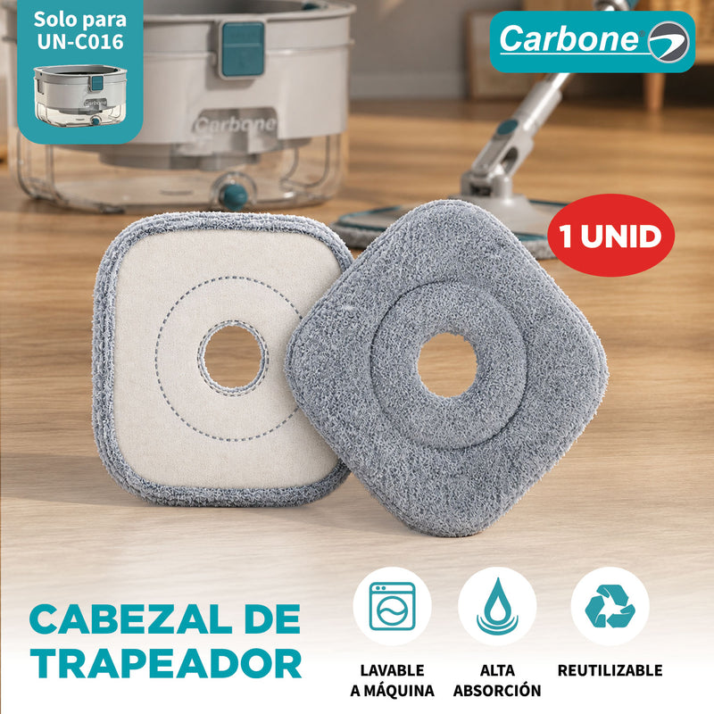 Repuesto Cabezal de Trapeador. Compatible con Trapeador Giratorio 360° Spin Mop (UN-C016). Mopa Lavable y Reutilizable.