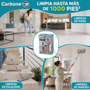 Trapeador Plano 360° flat mop con Balde Autolimpiante Ultra Transparente. Fregona plana con Mango Extensible de 1.35m y 2 Mopas. Injecta agua para limpiar con el movimiento.  Carbone Clean Freak