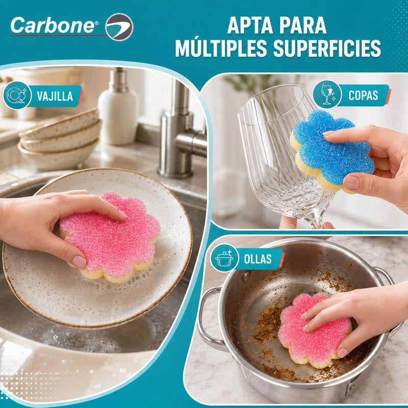Esponjas Abrasivas para Limpieza Pesada. (Pack de 2) Esponjas Absorbentes Carbone Clean Freak. Con agua fría son duras, y con agua caliente son suaves.