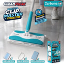 Trapeador Plano Clipmaster Pro.  Carbone Clean Freak Mopa 360° y Mango Largo. Incluye 5 Pañitos Húmedos, 3 Paños para Polvo y 1 Paño Seco de Microfibra. Tecnología Shake & Release