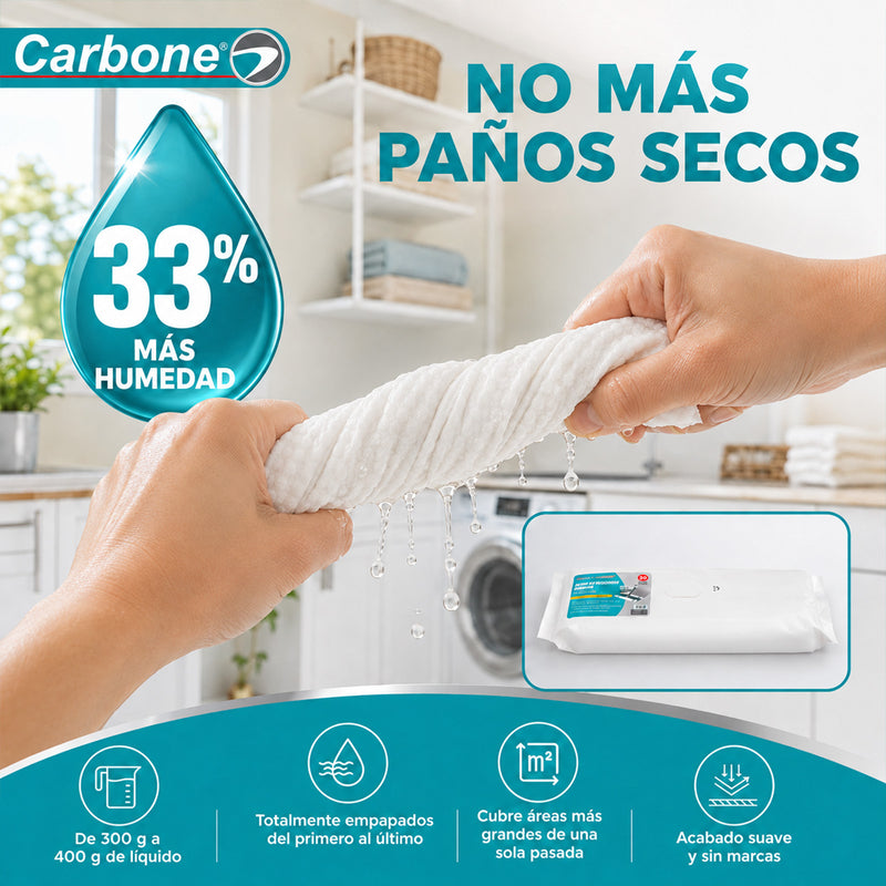 Repuesto Paños Húmedos para Trapeador con Mopa  Carbone Clean Freak Clipmaster Pro (UN-C030). Pack de 36 Paños para Limpieza de Pisos.